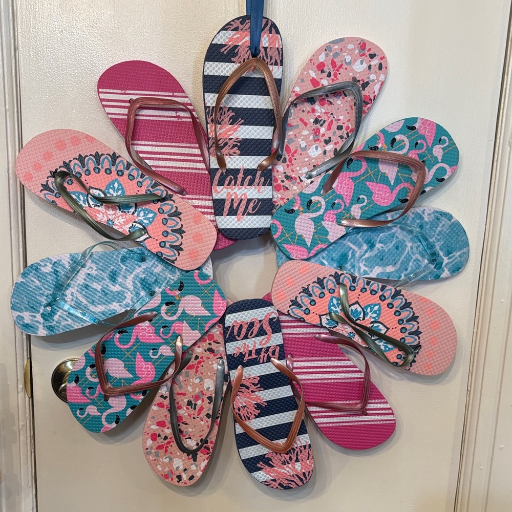 Colorful, made by hand, Flip Flop Wreath